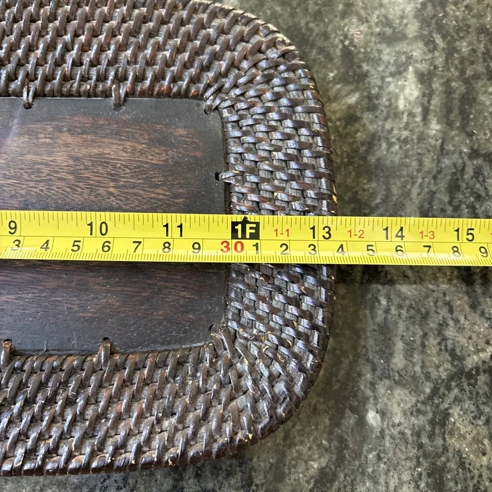 Vtg Tommy Bahama Mid Century Tropical Hawaiian Island‎ Tray Brown Rattan Rim